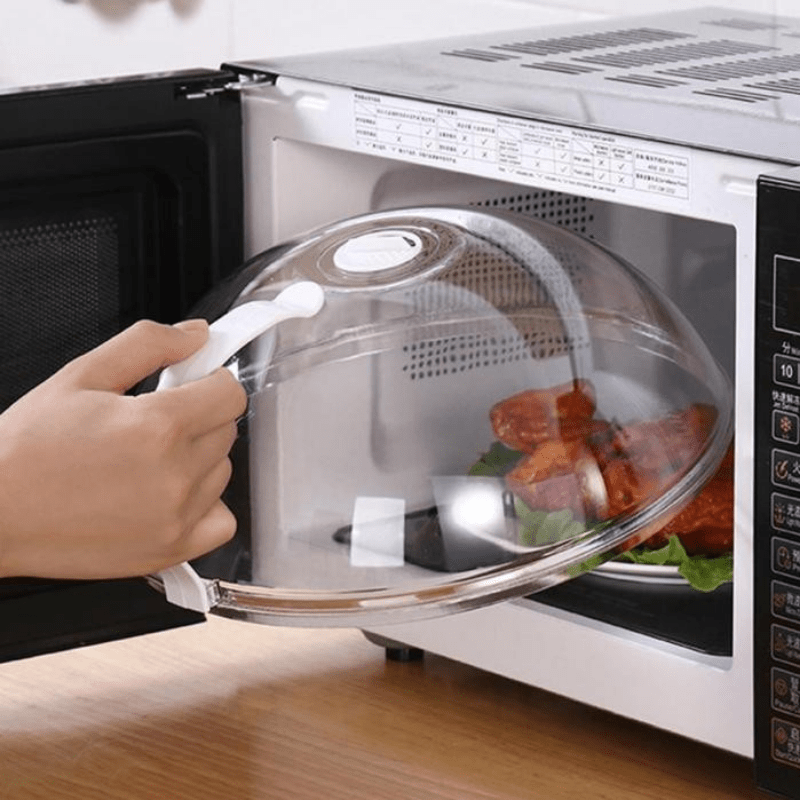Durable Transparent PP Microwave Splash Cover with Handle Heat-Resistant Reusable Food Cover