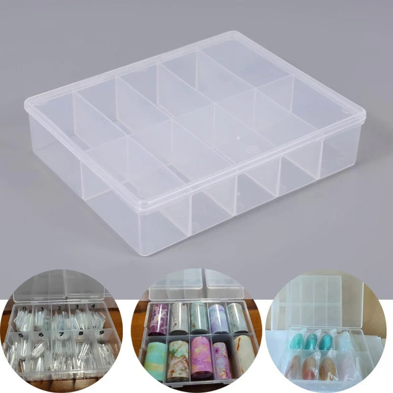 Clear Storage Box with 10 Grids for Jewelry Beads Nail Art Organizer
