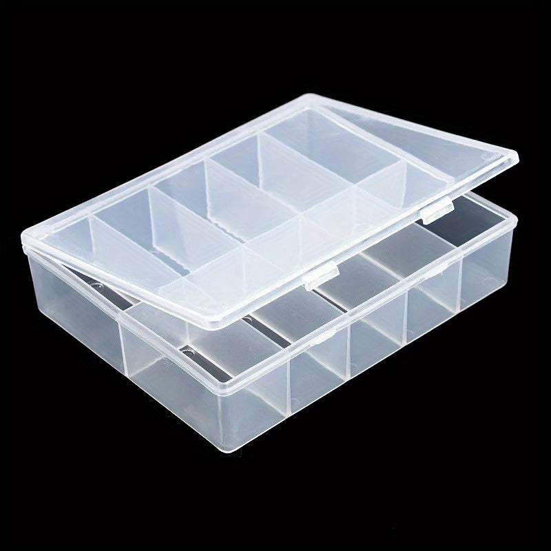 Clear Storage Box with 10 Grids for Jewelry Beads Nail Art Organizer