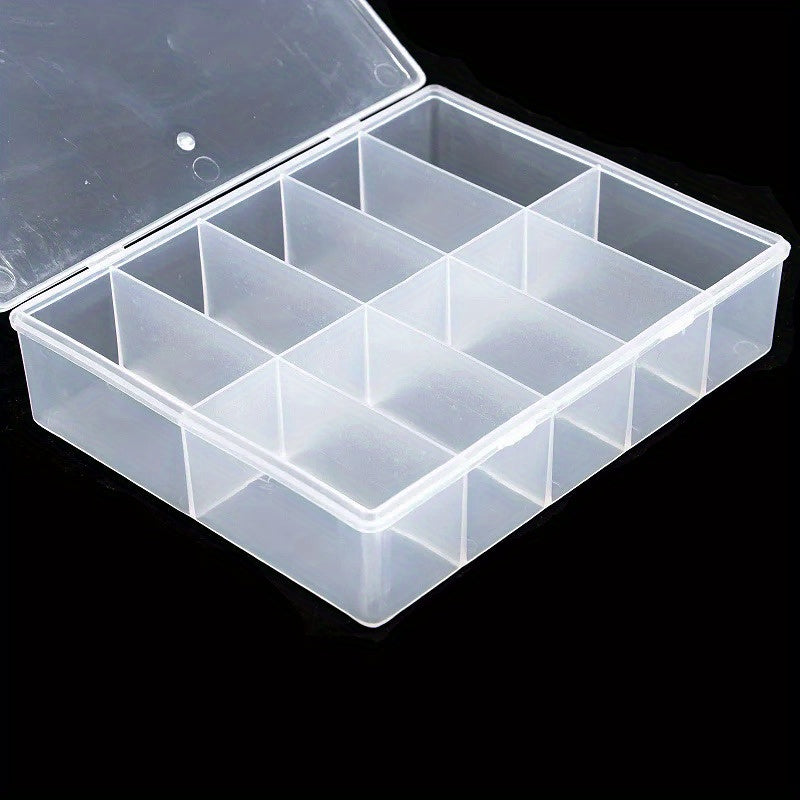 Clear Storage Box with 10 Grids for Jewelry Beads Nail Art Organizer