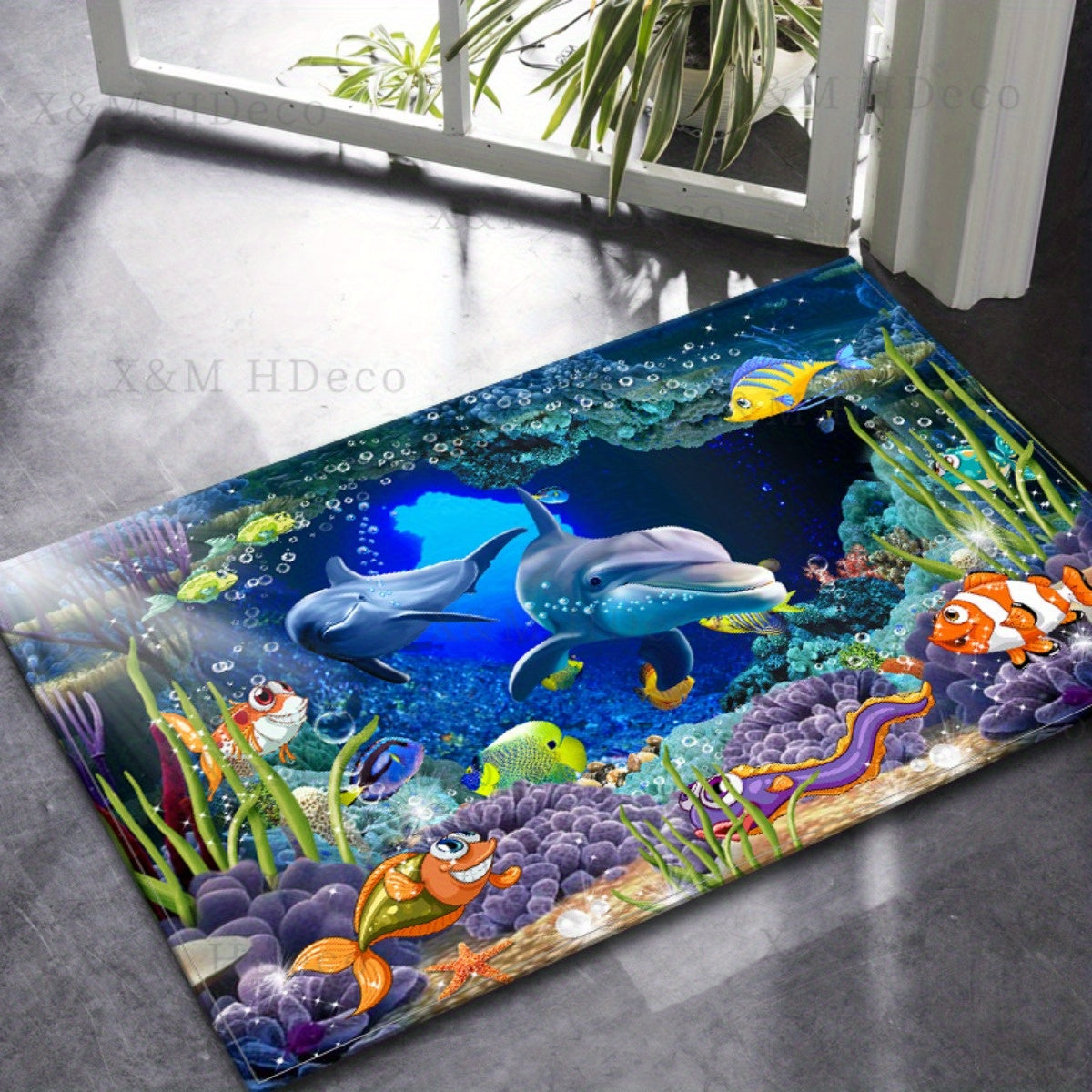 Non-Slip Underwater Oasis Area Rug Absorbent Anti-Fatigue Mat for Kitchen Bathroom