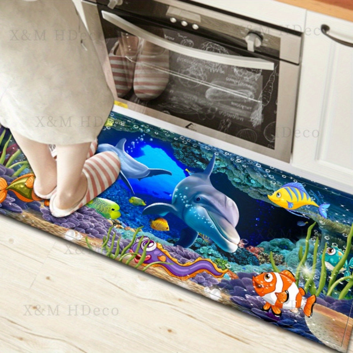 Non-Slip Underwater Oasis Area Rug Absorbent Anti-Fatigue Mat for Kitchen Bathroom