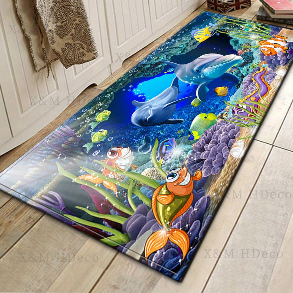 Non-Slip Underwater Oasis Area Rug Absorbent Anti-Fatigue Mat for Kitchen Bathroom