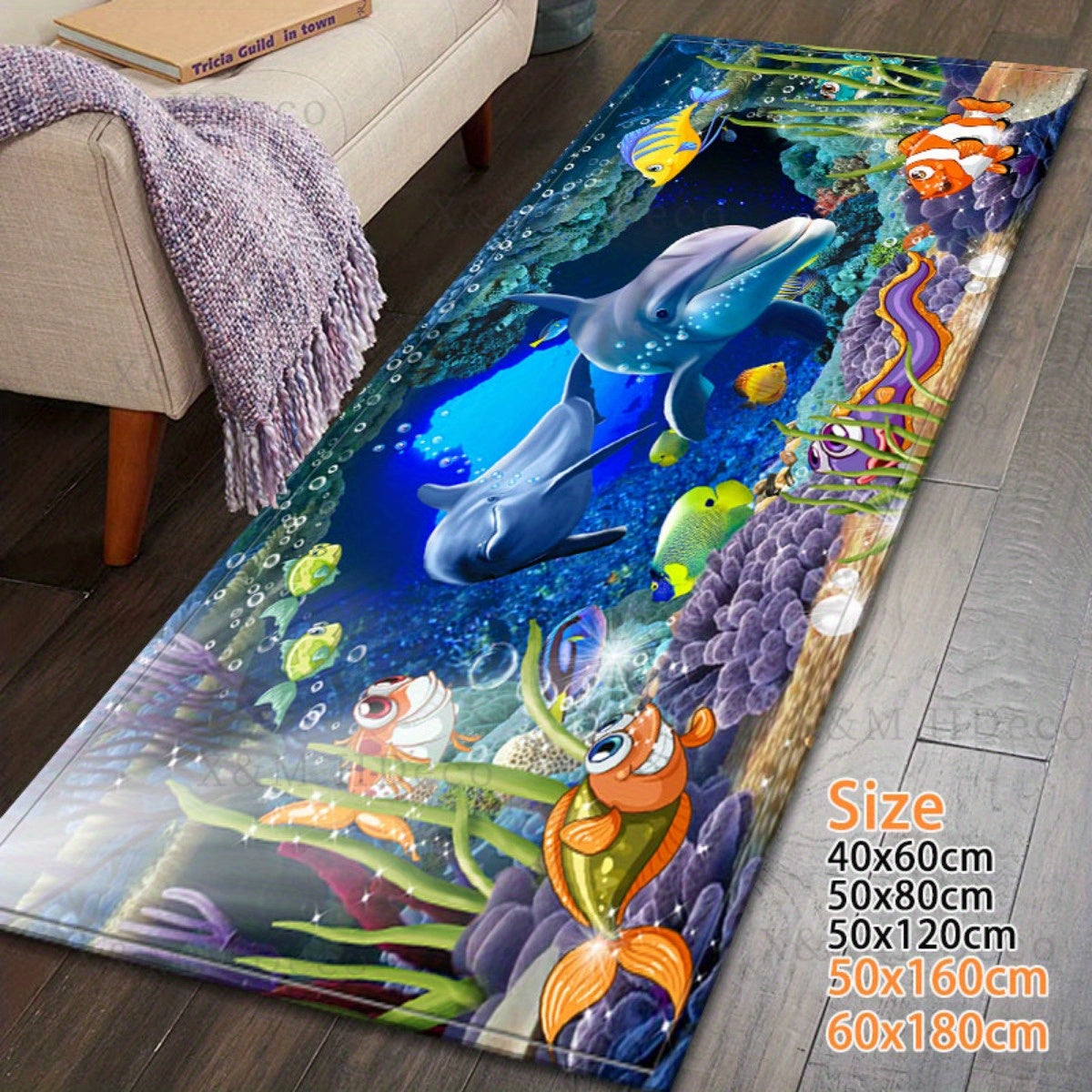 Non-Slip Underwater Oasis Area Rug Absorbent Anti-Fatigue Mat for Kitchen Bathroom