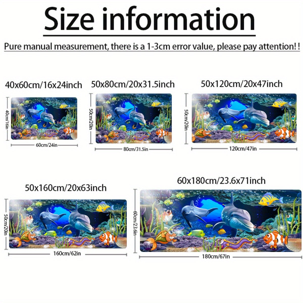 Non-Slip Underwater Oasis Area Rug Absorbent Anti-Fatigue Mat for Kitchen Bathroom