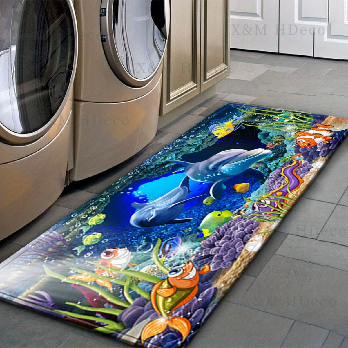 Non-Slip Underwater Oasis Area Rug Absorbent Anti-Fatigue Mat for Kitchen Bathroom
