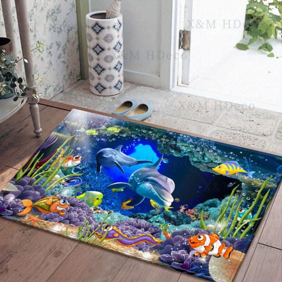 Non-Slip Underwater Oasis Area Rug Absorbent Anti-Fatigue Mat for Kitchen Bathroom