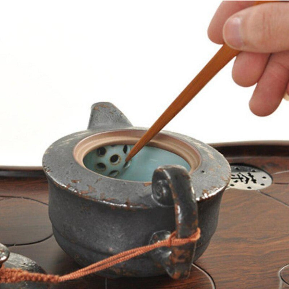 Деревянный набор для чайной церемонии с бамбуковыми ложками, ситечком и щипцами