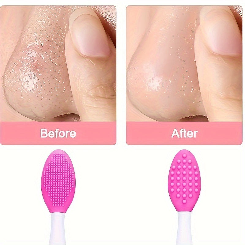 Unisex Silicone Double-Sided Nose Blackhead Brush Exfoliating Facial Cleaner