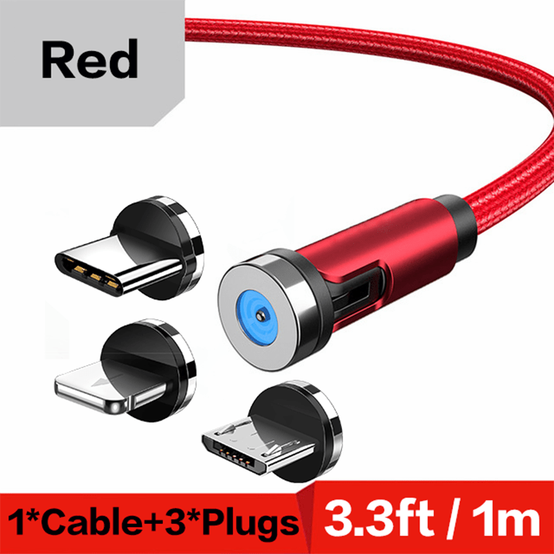 Кабель для быстрой зарядки с вращающимся магнитом на 540 градусов с разъемом Type C, Micro USB для Samsung, Xiaomi, iPhone