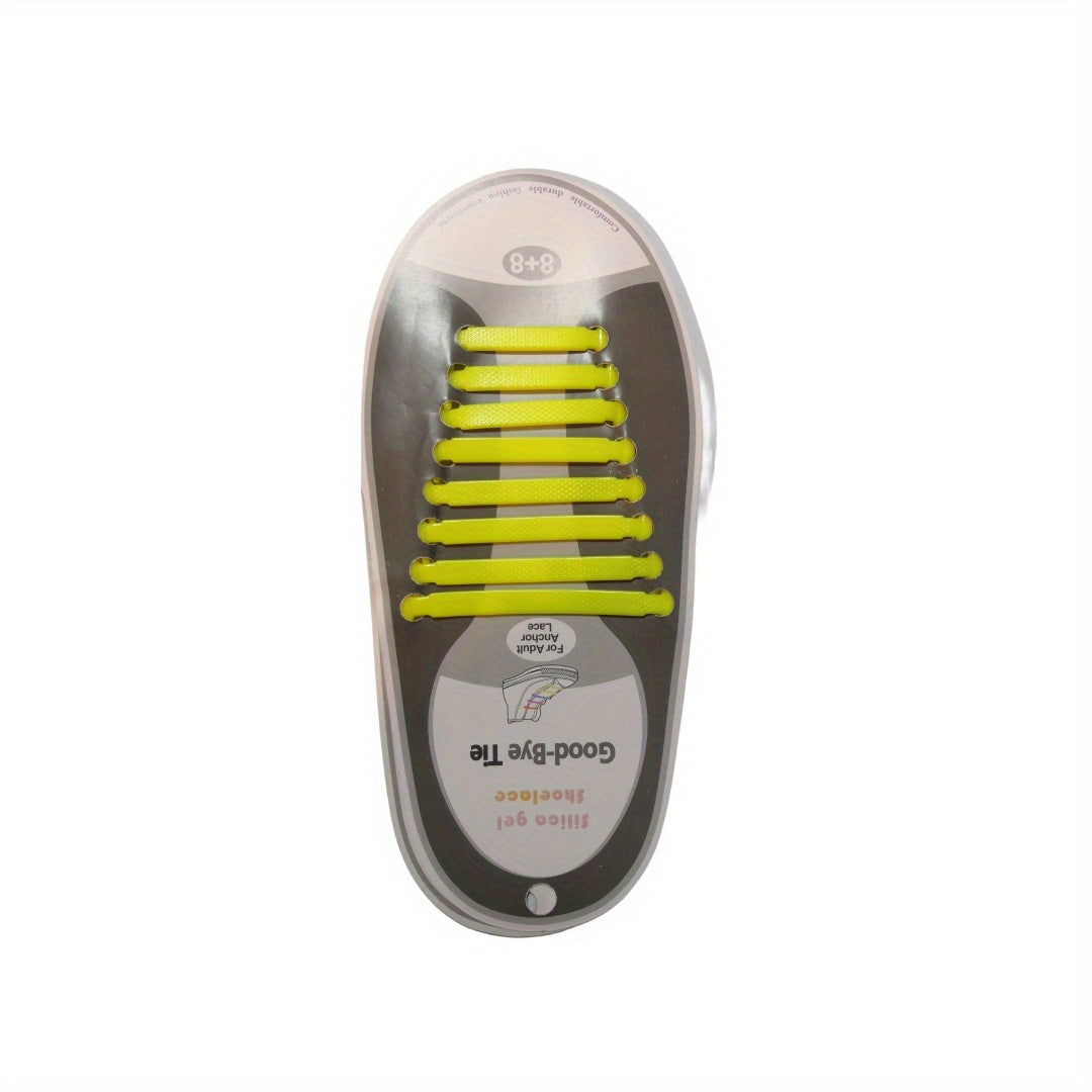 16-Pack Elastic No-Tie Lazy Shoe Laces for Sneakers, Slip-On Sports Shoes