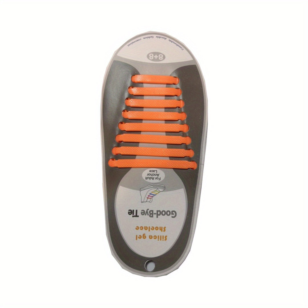 16-Pack Elastic No-Tie Lazy Shoe Laces for Sneakers, Slip-On Sports Shoes