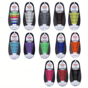 16-Pack Elastic No-Tie Lazy Shoe Laces for Sneakers, Slip-On Sports Shoes
