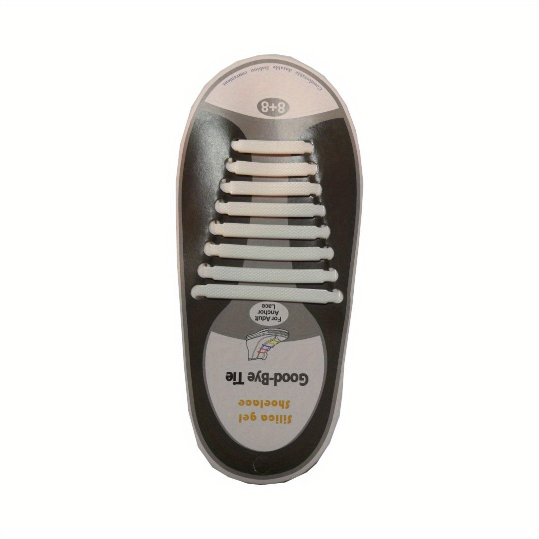 16-Pack Elastic No-Tie Lazy Shoe Laces for Sneakers, Slip-On Sports Shoes