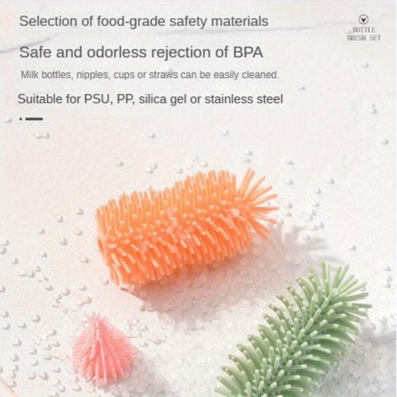 Non-Toxic Food-Grade Bottle Brush Set with Drying Rack for Safe Cleaning