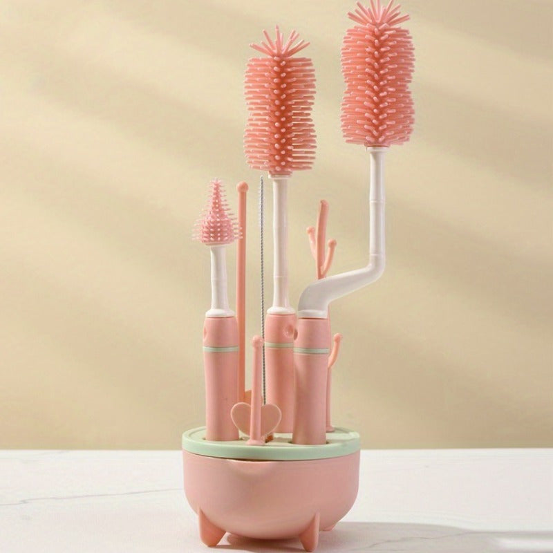 Non-Toxic Food-Grade Bottle Brush Set with Drying Rack for Safe Cleaning