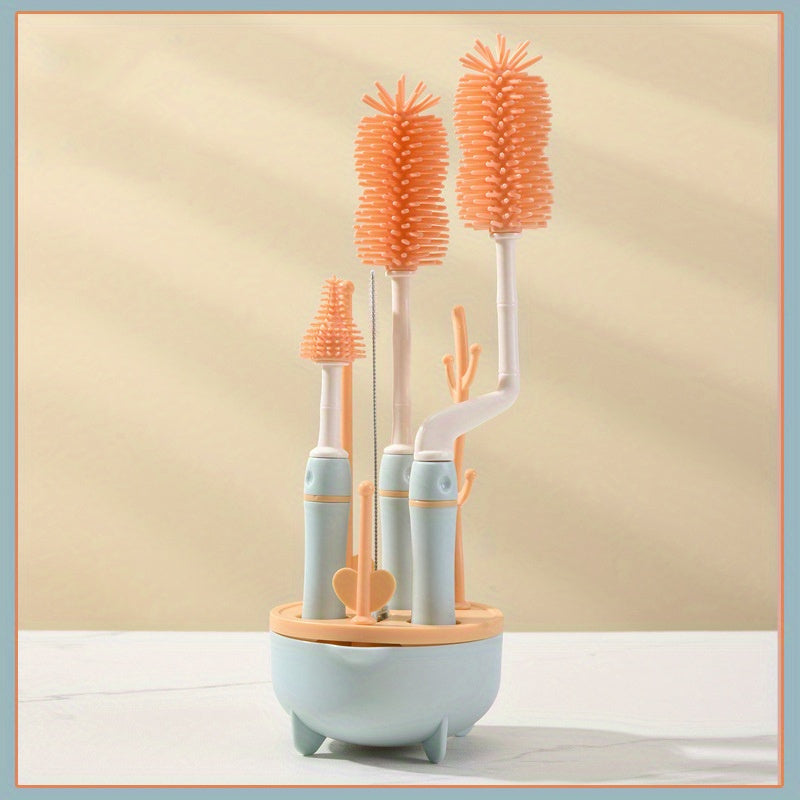 Non-Toxic Food-Grade Bottle Brush Set with Drying Rack for Safe Cleaning