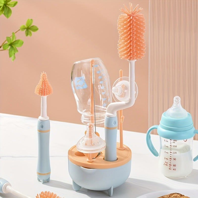 Non-Toxic Food-Grade Bottle Brush Set with Drying Rack for Safe Cleaning