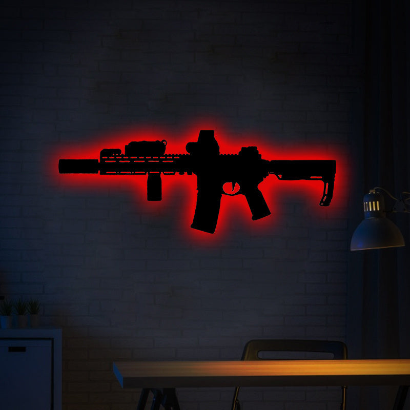 Gun Wall Light for Gaming Room Decor, Home Plaque, Boyfriend Gift