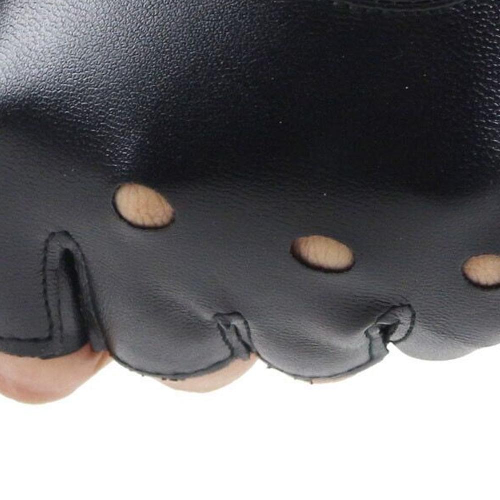 Unisex Fingerless PU Leather Driving Gloves with Rivet Detail for Motorists and Dancers in Black Red White