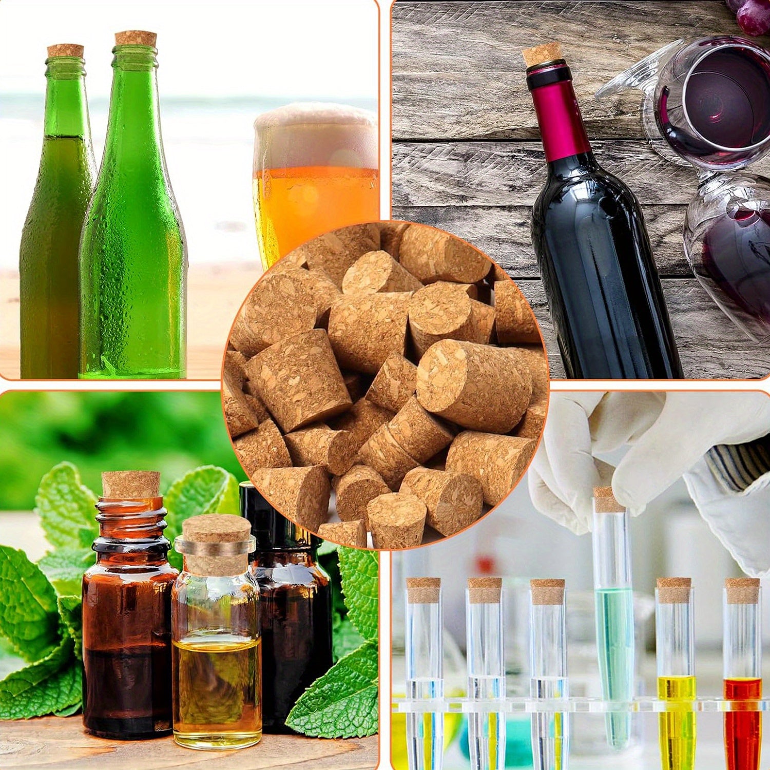 12 Wooden Tapered Cork Plugs for Wine and Beer Bottle Crafts