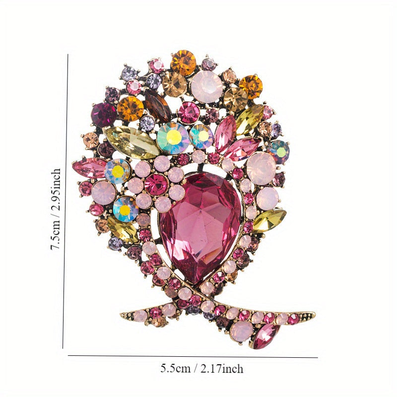 High-End Rhinestone Flower Shaped Corsage Badge for Women's Dress and Clothing Accessories