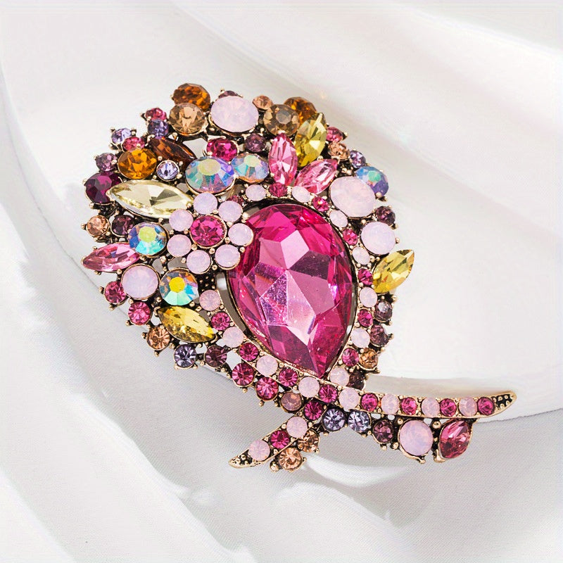 High-End Rhinestone Flower Shaped Corsage Badge for Women's Dress and Clothing Accessories