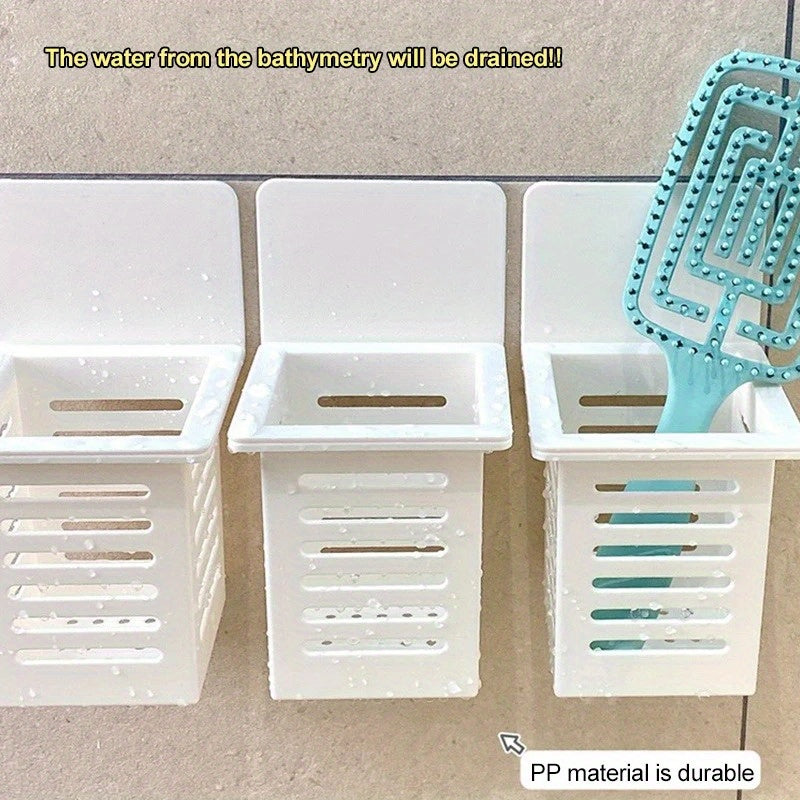 Self-Adhesive Bathroom Toothbrush Holder with Storage and Organization