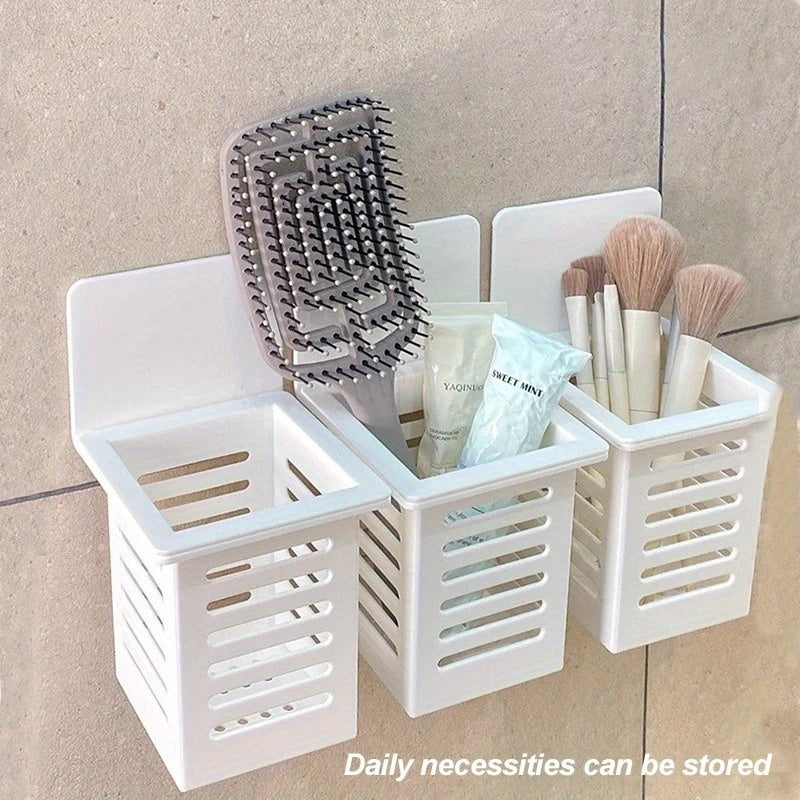 Self-Adhesive Bathroom Toothbrush Holder with Storage and Organization