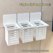 Self-Adhesive Bathroom Toothbrush Holder with Storage and Organization