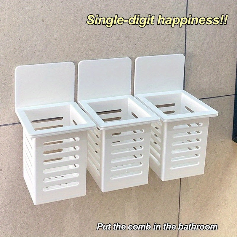 Self-Adhesive Bathroom Toothbrush Holder with Storage and Organization