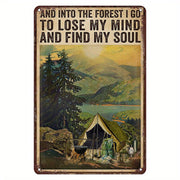 Retro Metal Tin Sign Forest Adventure Wall Decor for Outdoors Man Cave Fitness Studio