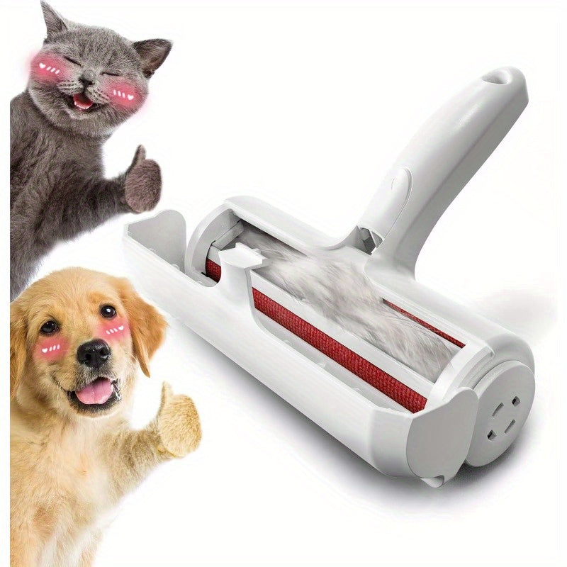 Pet Hair Remover Lint Roller with Self-Cleaning Base for Furniture and Car Seats