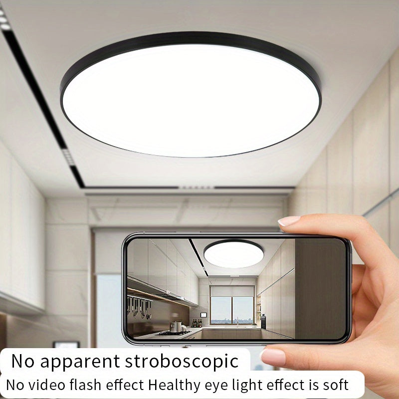 14.5-Inch Black LED Ceiling Light 36W Semi-Flush Mount for Living Room Kitchen