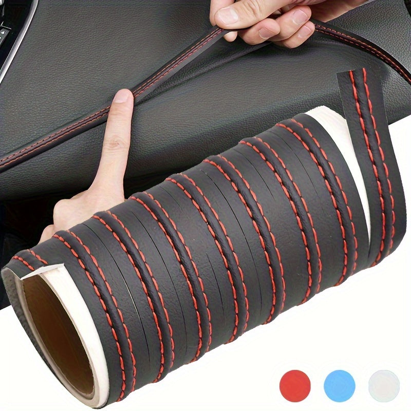 DIY Car Interior Decoration Self-Adhesive Leather Moulding Trim Red Blue Beige 2M