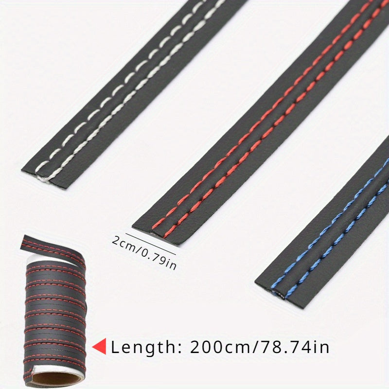 DIY Car Interior Decoration Self-Adhesive Leather Moulding Trim Red Blue Beige 2M
