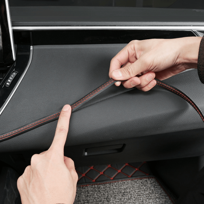 DIY Car Interior Decoration Self-Adhesive Leather Moulding Trim Red Blue Beige 2M