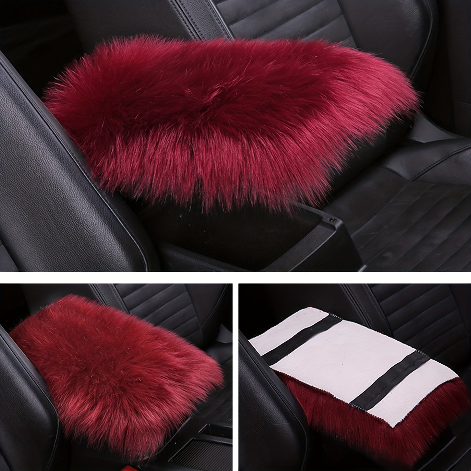 Universal Winter Plush Fur Car Center Console Cover Armrest Cushion