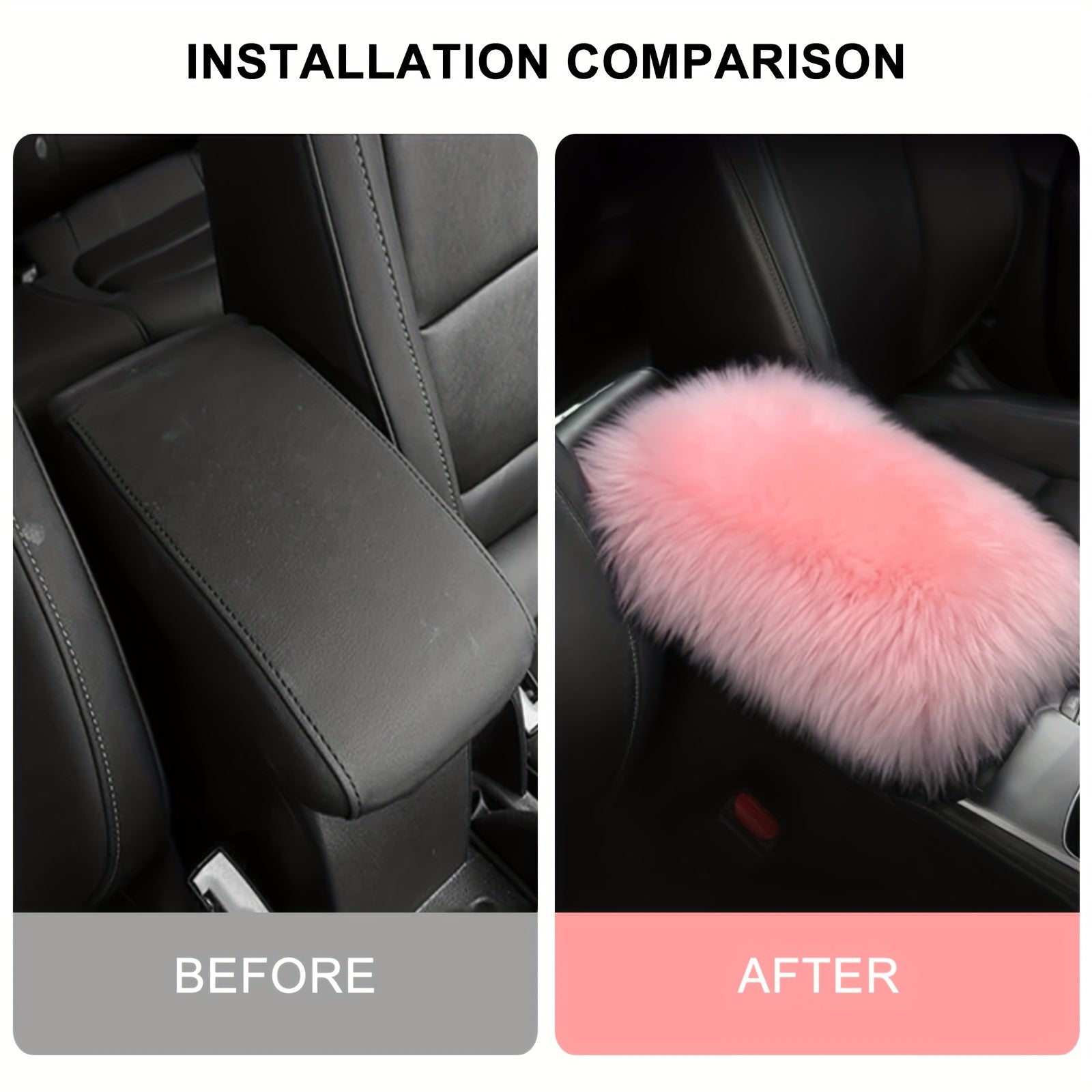 Universal Winter Plush Fur Car Center Console Cover Armrest Cushion