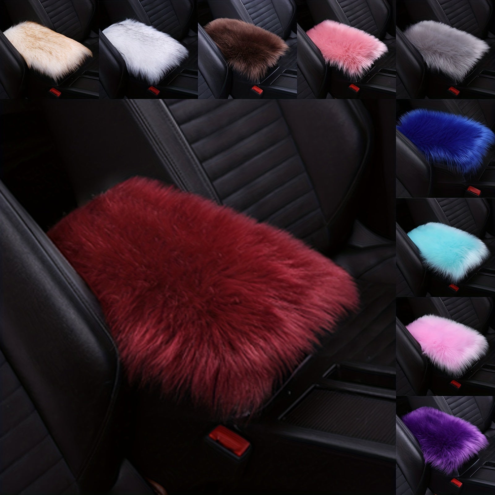 Funda de cojín de peluche de invierno universal para consola central de coche