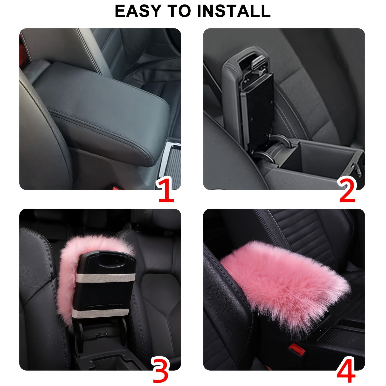 Universal Winter Plush Fur Car Center Console Cover Armrest Cushion