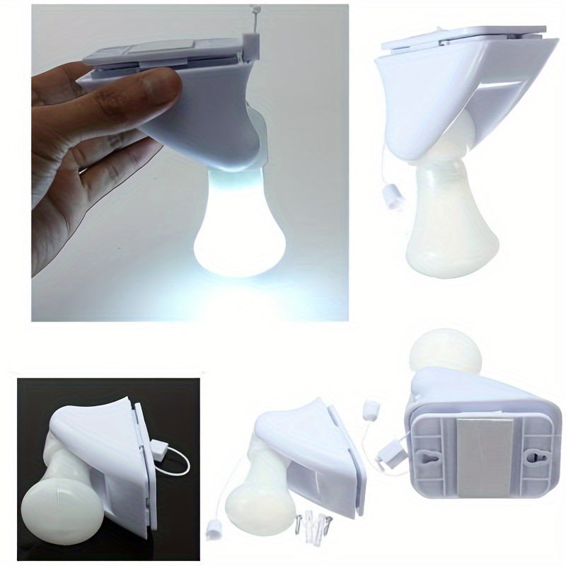 Battery Operated LED Wall Light with Pull Chain Self-Adhesive Indoor Plastic