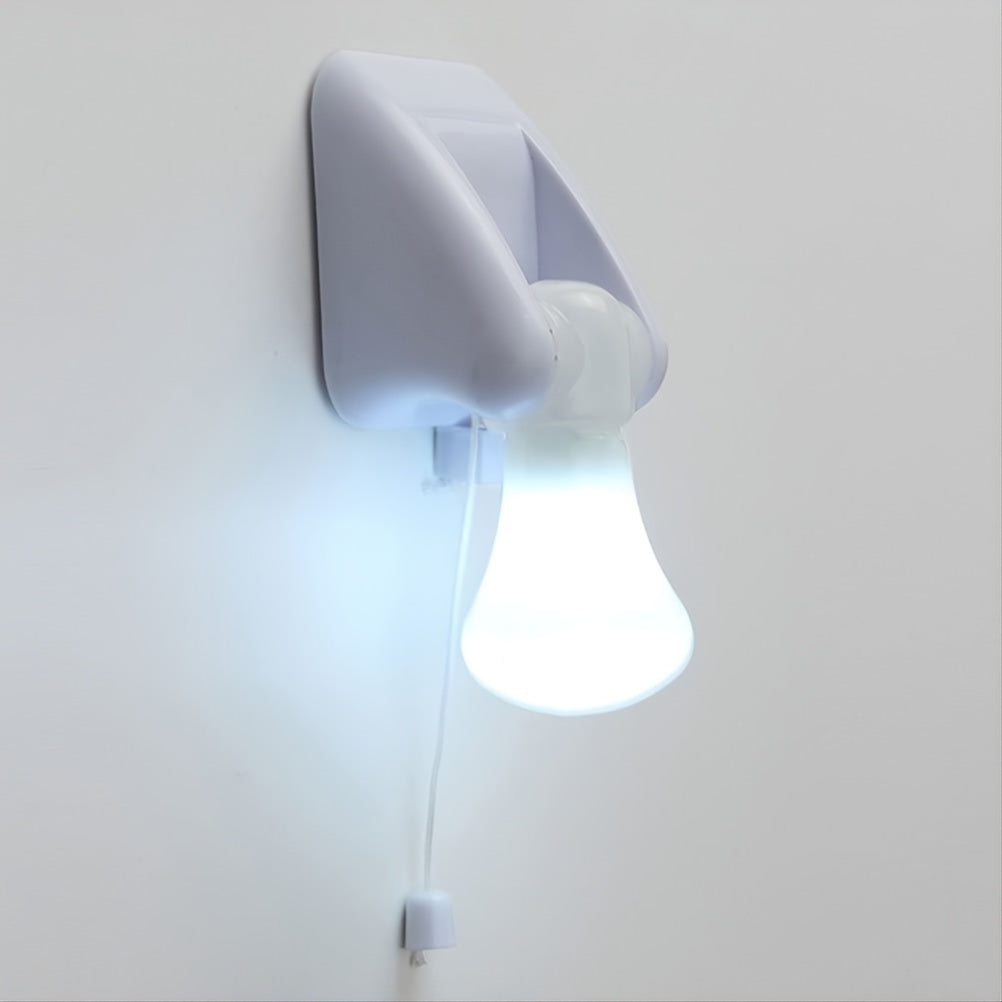 Battery Operated LED Wall Light with Pull Chain Self-Adhesive Indoor Plastic