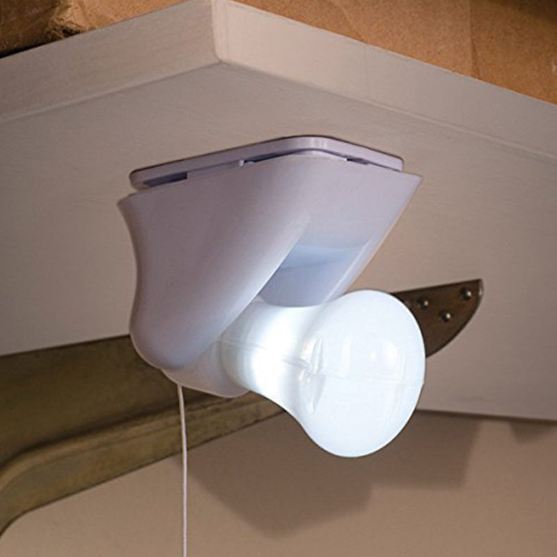 Battery Operated LED Wall Light with Pull Chain Self-Adhesive Indoor Plastic