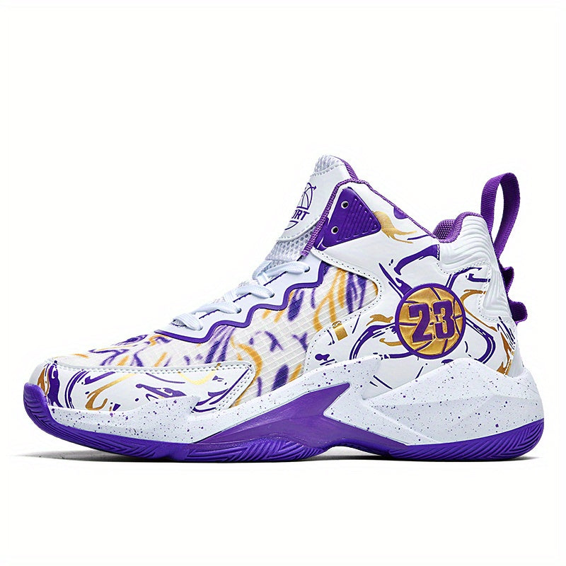 Men's High Top Basketball Shoes with Shock Absorbing Soles Non Slip for Outdoor Sports