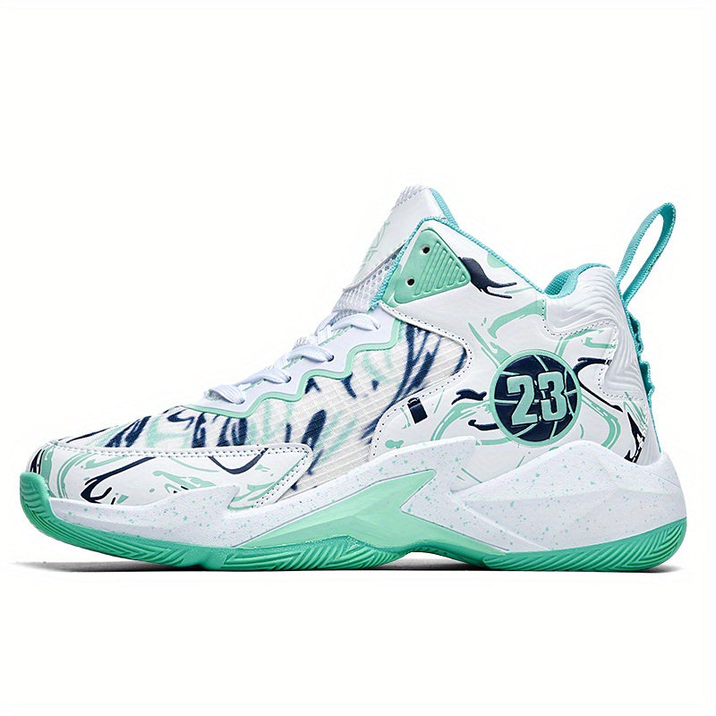 Men's High Top Basketball Shoes with Shock Absorbing Soles Non Slip for Outdoor Sports