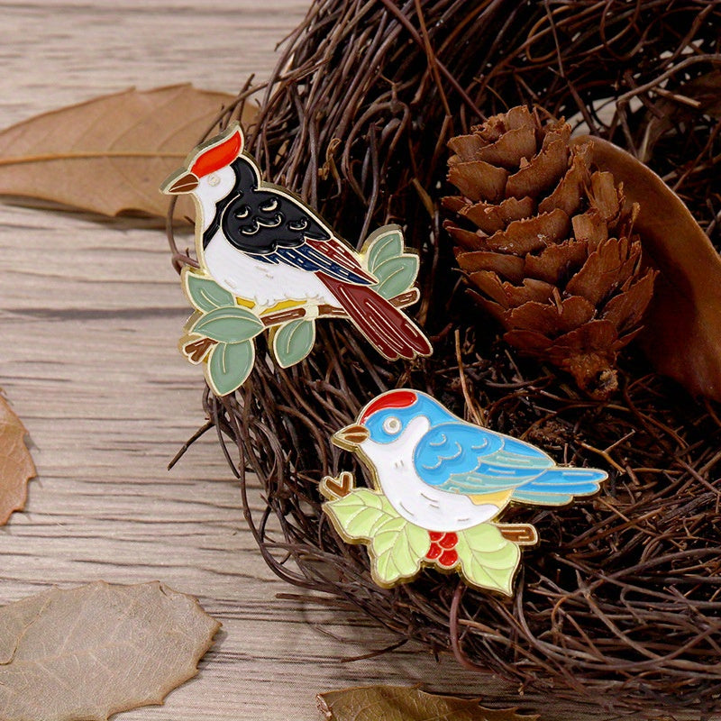 Set of 10 Black Crow Enamel Gothic Brooches for Backpacks Shirts and Denim Bags