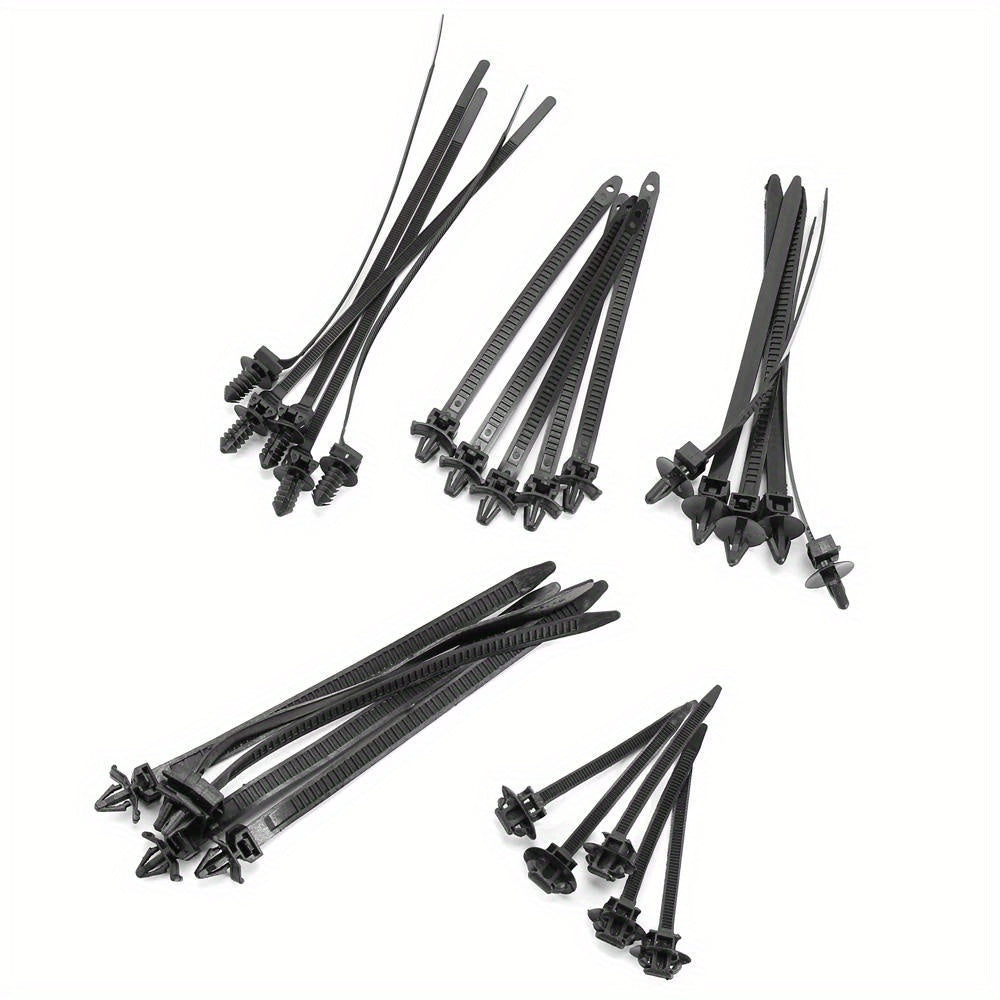 25 шт. авто нейлоновые стяжки для кабелей, зажимы, клипсы, черные, для автомобильных проводов, застежки-зипы