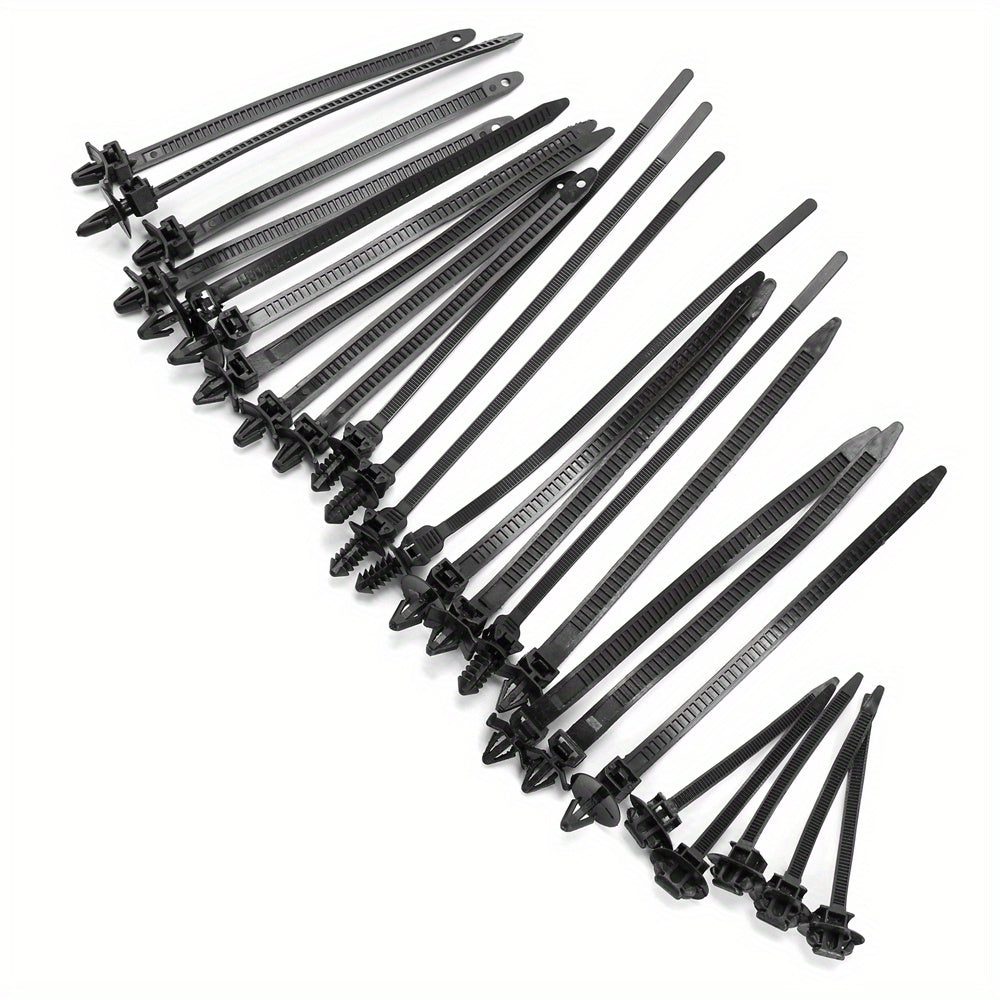 25 шт. авто нейлоновые стяжки для кабелей, зажимы, клипсы, черные, для автомобильных проводов, застежки-зипы