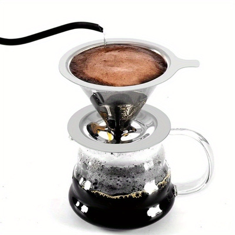 Reusable Stainless Steel Coffee Filter Holder Double-Layer Mesh Storage